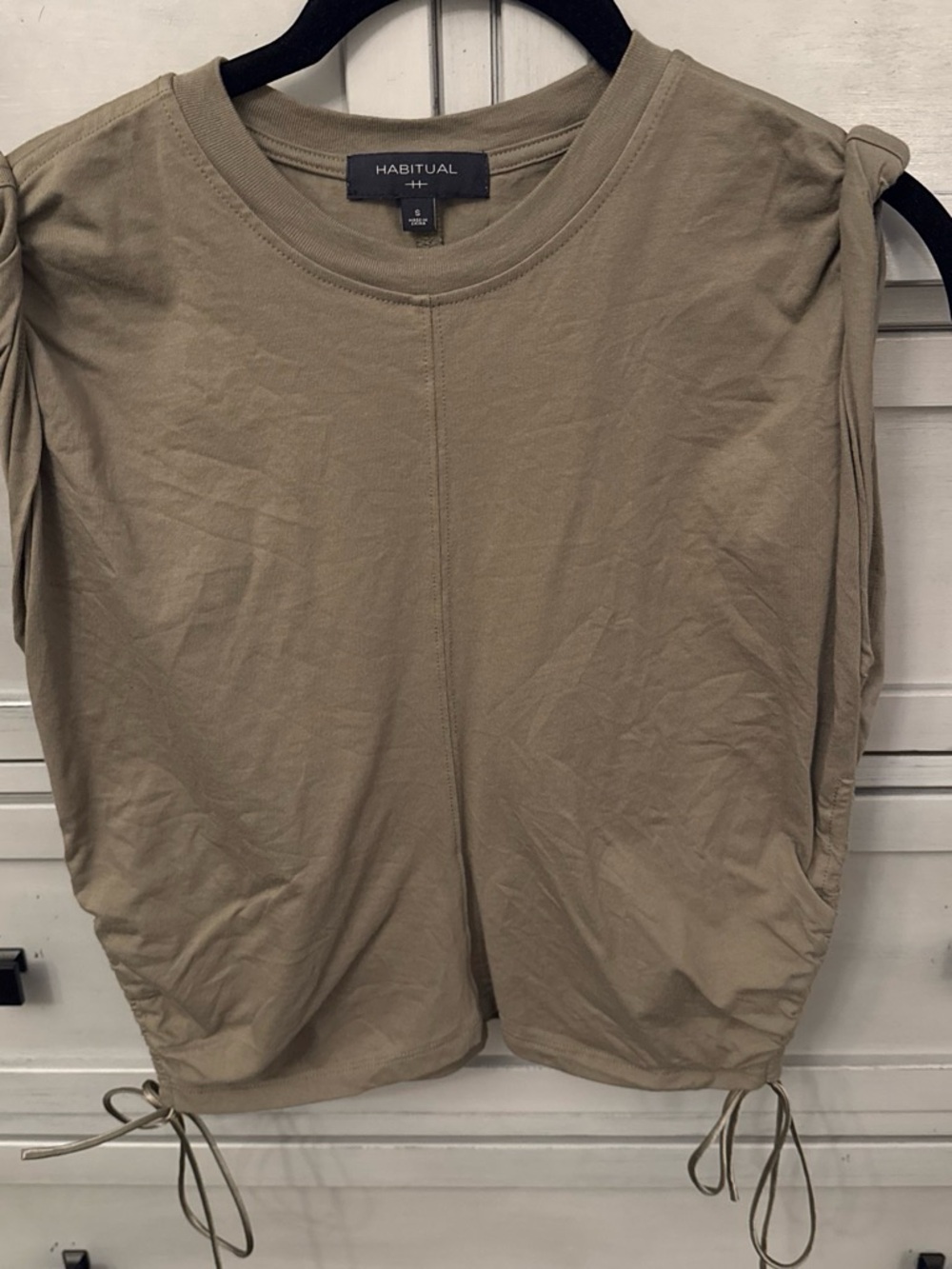 Habitual Olive Drawstring Shoulder Tank Top